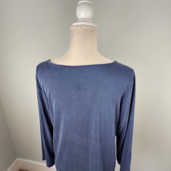 Chicos Size 2 Large Women’s Blue Long Sleeve Blouse Shirt Top Keyhole Front - Picture 5 of 9